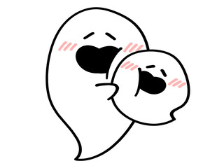 ぎゅっとハグするおばけの兄弟イラスト素材