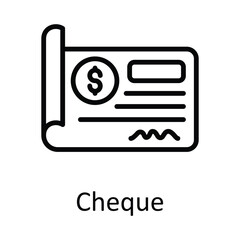 Cheque vector    outline Icon Design illustration. Taxes Symbol on White background EPS 10 File