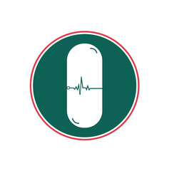 Doctor Cardiology illustration vector capsule logo design.