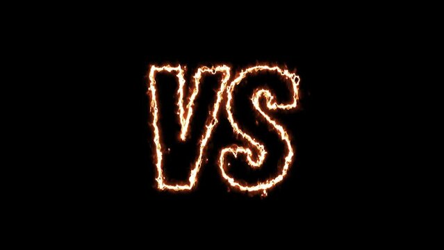 VS lettering animation with fire text effect, Versus Match torch light, suitable for gaming content.