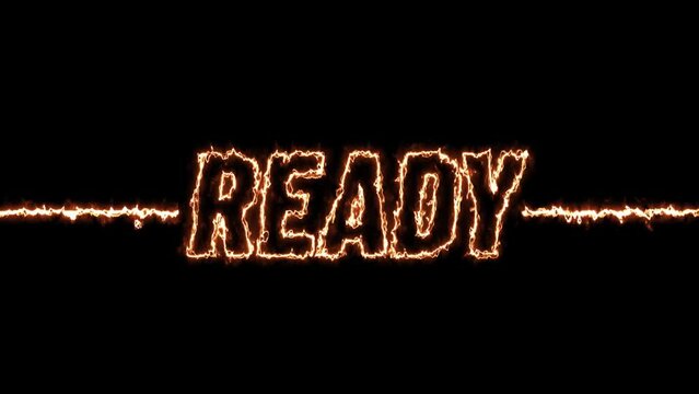 Get Ready lettering animation with fire text effect, Ready torch light, suitable for gaming content.