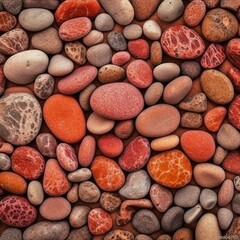 Fototapeta na wymiar Pattern made of red stones background 