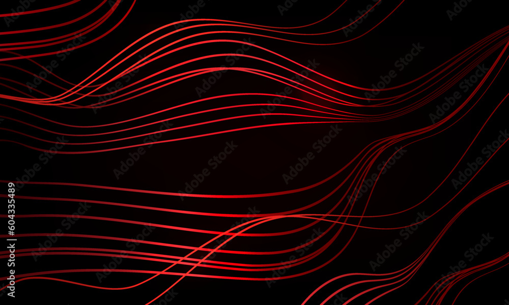 Canvas Prints black composition with thin wavy red lines