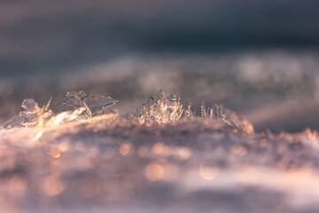 Gilded Winter: Translucent Ice Awakens in Golden Sunrise in Northern Europe