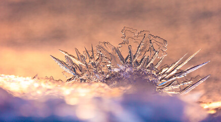 Gilded Winter: Translucent Ice Awakens in Golden Sunrise in Northern Europe