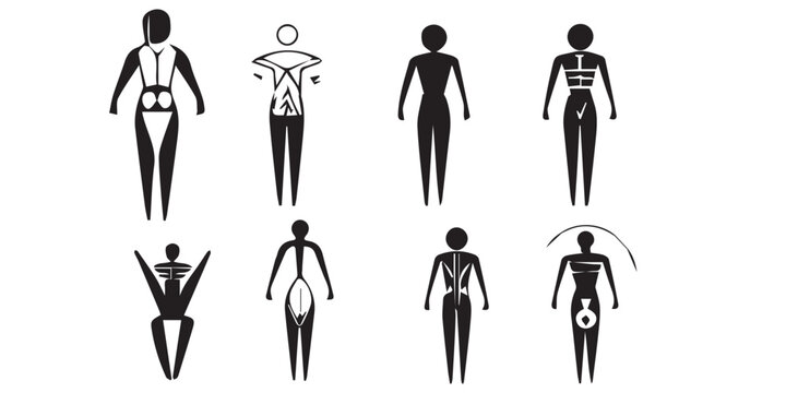 A cartoon of a human figure with different types of human bodies.