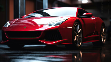 Fototapeta na wymiar Luxury red sport car. Generative AI