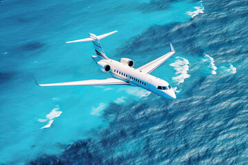 Fototapeta premium Ai generated image of business jet over water Generative AI