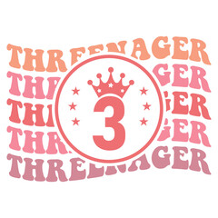 Threenager Svg, Threenager Png Third Birthday Svg, Birthday Girl Svg, Birthday Svg, Happy Birthday Shirt Svg, Wavy Stacked Svg, Cricut
