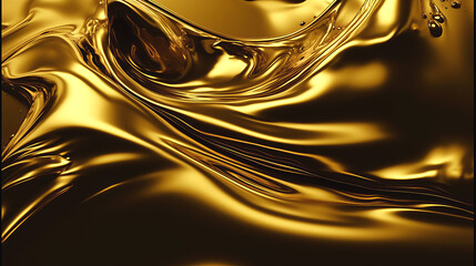 Liquid gold on black background