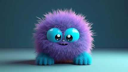 purple fluffy monster with big eyes