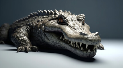 Fototapeta premium White crocodile on a light background