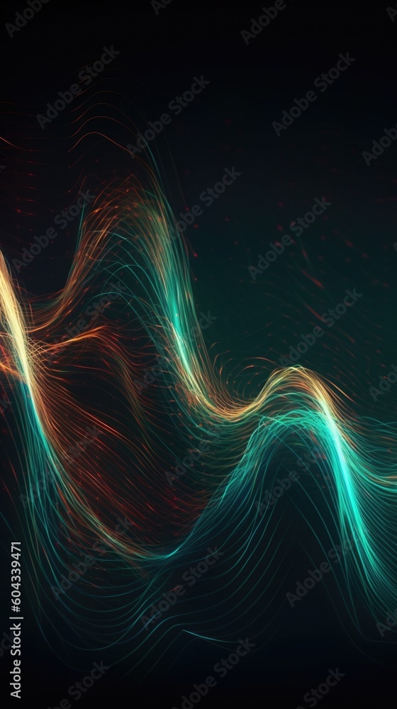 Poster abstract vertical background and screensaver of cyber waves and smooth lines. ai generative.