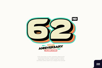 Number 62 logo icon design 62nd birthday logo number anniversary 62