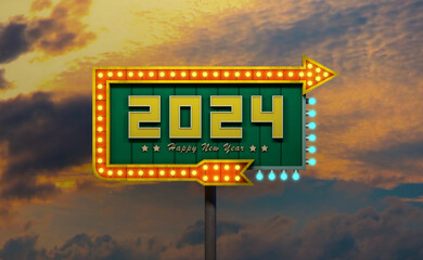 New Year 2024 Creative Design Concept - 3D Rendered Image	
