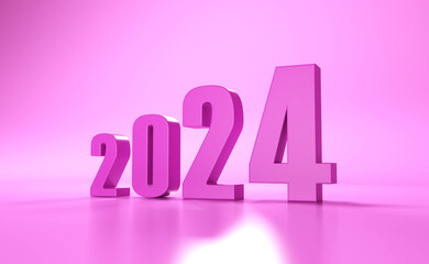 New Year 2024 Creative Design Concept - 3D Rendered Image	