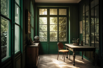 vintage green interior design of living room