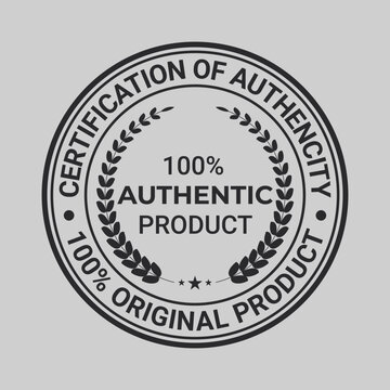 Certification of Authencity Badge, 100 PercentOriginal Product Stamp, Logo, Sticker, Patch, round Emblem, Retro, Vintage, Hipster Vector Illustration
