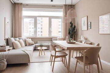 Naklejka na ściany i meble interior background space floor elegant window estate style plant wall armchair indoor luxury. Generative AI.