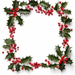 christmas berries, green wreath christmas with generative ai
