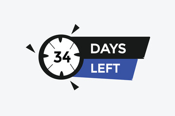 34 days left countdown template, 34 day countdown left banner label button eps 34   
