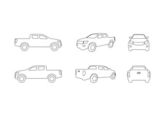 Car pickup truck icon line set isolated on the background. Ready to apply to your design. Vector illustration. - obrazy, fototapety, plakaty