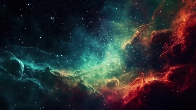 Galaxy and Nebula. Abstract space background. Endless universe with stars and galaxies in outer space. Cosmos art. Motion design.