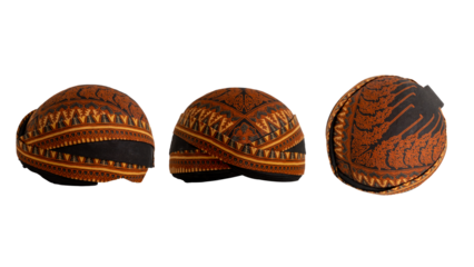 Javanese traditional hat or commonly called blangkon in Indonesia. Most have "Batik" motifs.
