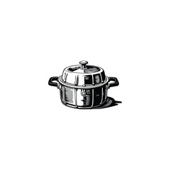 Vintage Pressure cooker vector illustration.