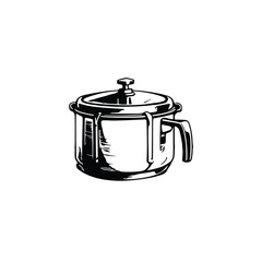 Vintage Pressure cooker vector illustration.