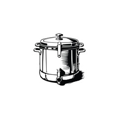 Vintage Pressure cooker vector illustration.