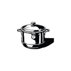 Vintage Pressure cooker vector illustration.