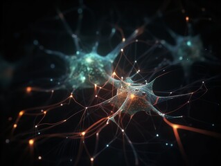Naklejka na ściany i meble Shimmering Neuron Network Deep Within the Brain
