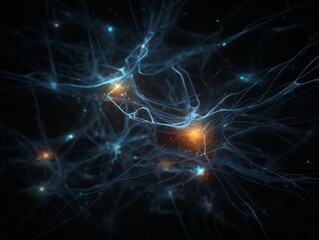 Fototapeta na wymiar Shimmering Neuron Network Deep Within the Brain