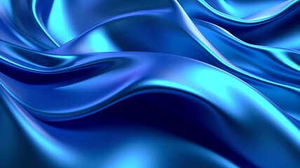 Abstract blue 3D Business Technology Aurora Silk Background, Generative AI