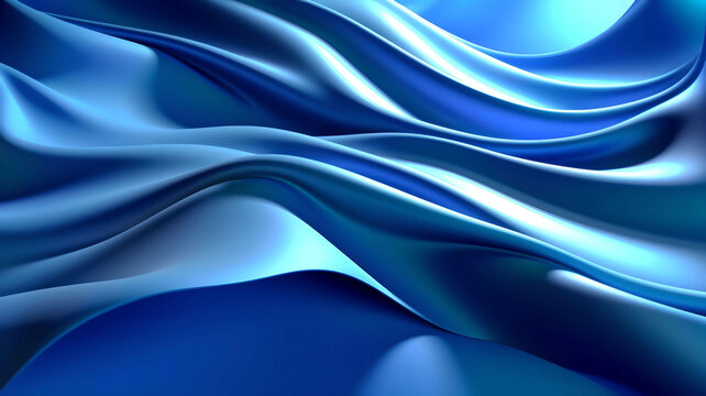 Abstract blue 3D Business Technology Aurora Silk Background, Generative AI