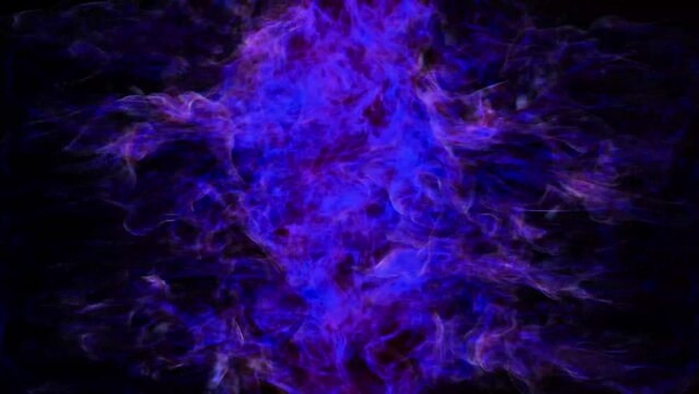 Purple flames on both sides on a black background. 3d illustration. 