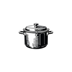 Vintage Pressure cooker vector illustration.