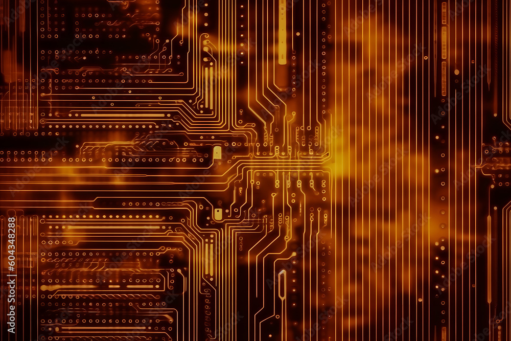 Poster high tech electronic circuit board background. neural network ai generated art generative ai