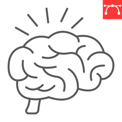 Brain line icon, solution and business , brain solving vector icon, vector graphics, editable stroke outline sign, eps 10.