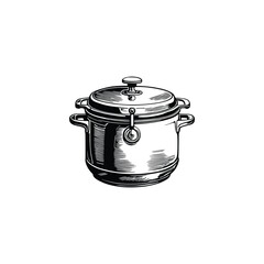 Vintage Pressure cooker vector illustration.