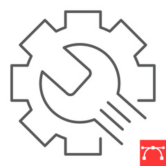 Troubleshooting line icon, solution and business, maintenance vector icon, vector graphics, editable stroke outline sign, eps 10.