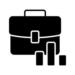 Bar chart with business bag depicting vector of business data analytics