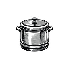Vintage Pressure cooker vector illustration.