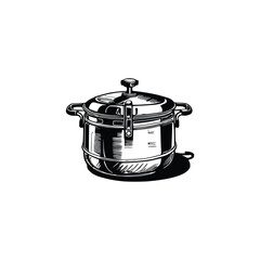 Vintage Pressure cooker vector illustration.