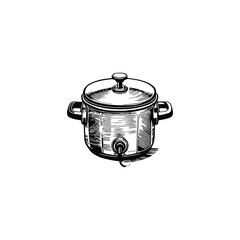 Vintage Pressure cooker vector illustration.