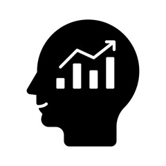 Bara chart inside human mind showing vector of mental growth in modern style