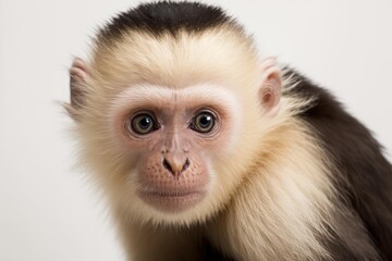 Close up of Capuchin monkey with white background very high quality. Generative AI AIG16 - obrazy, fototapety, plakaty