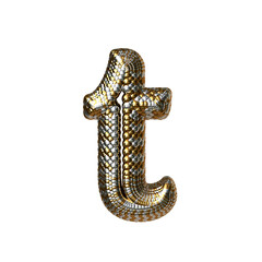 Symbol made of gold and silver like the scales of a snake. letter t