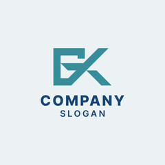 Letter GK KG Simple Monogram Logo